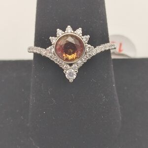 Elegant Bomb Party Mystic Topaz and Cubic Zirconia Women's Ring